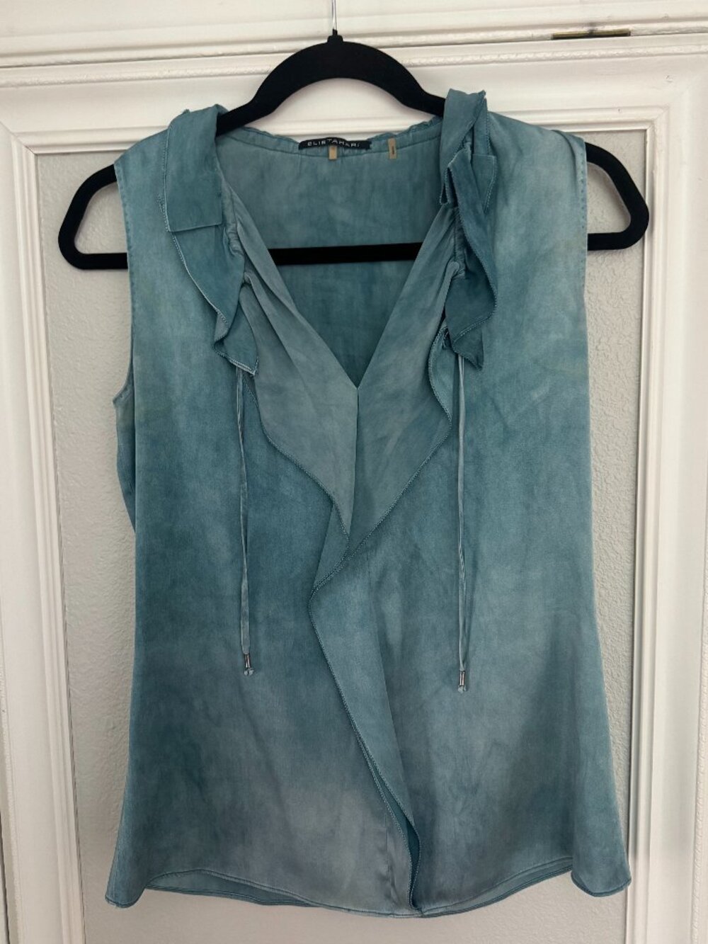 Elie Tahari aqua blue sleeveless blouse, size XS